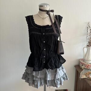 Gap black cotton embroidered tank top